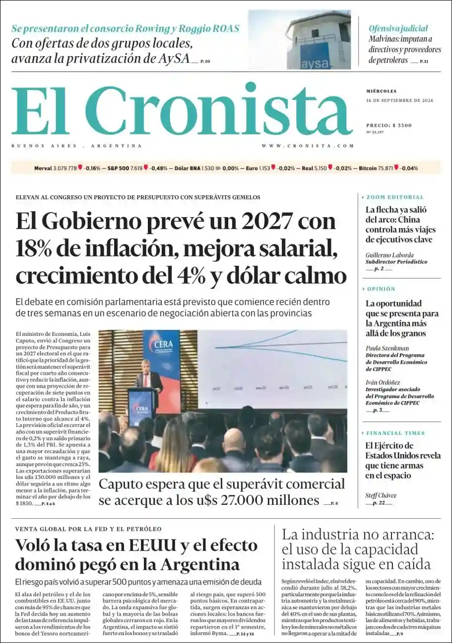 Estudios Max | PORTAL VOZ - Tapa del diario Cronista