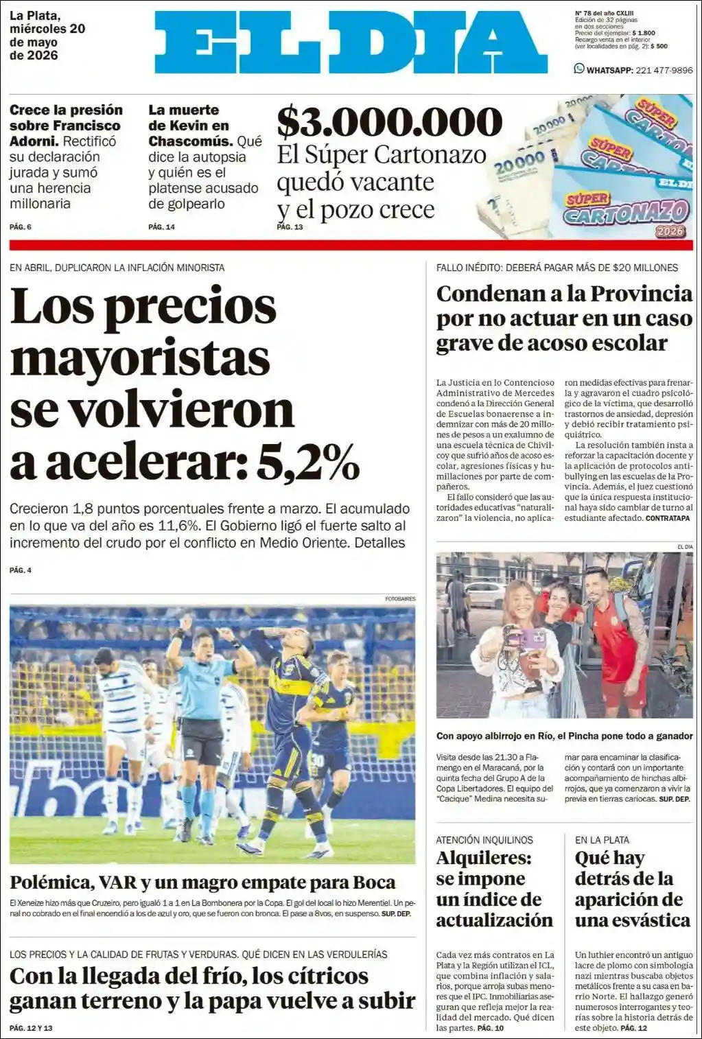 Estudios Max | PORTAL VOZ - Tapa del diario El Dia