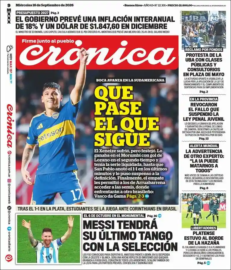 Estudios Max | PORTAL VOZ - Tapa del diario Crónica